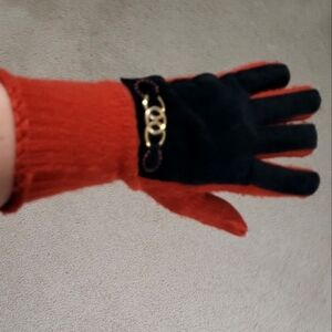 Cute Women gloves Black Orange one size
